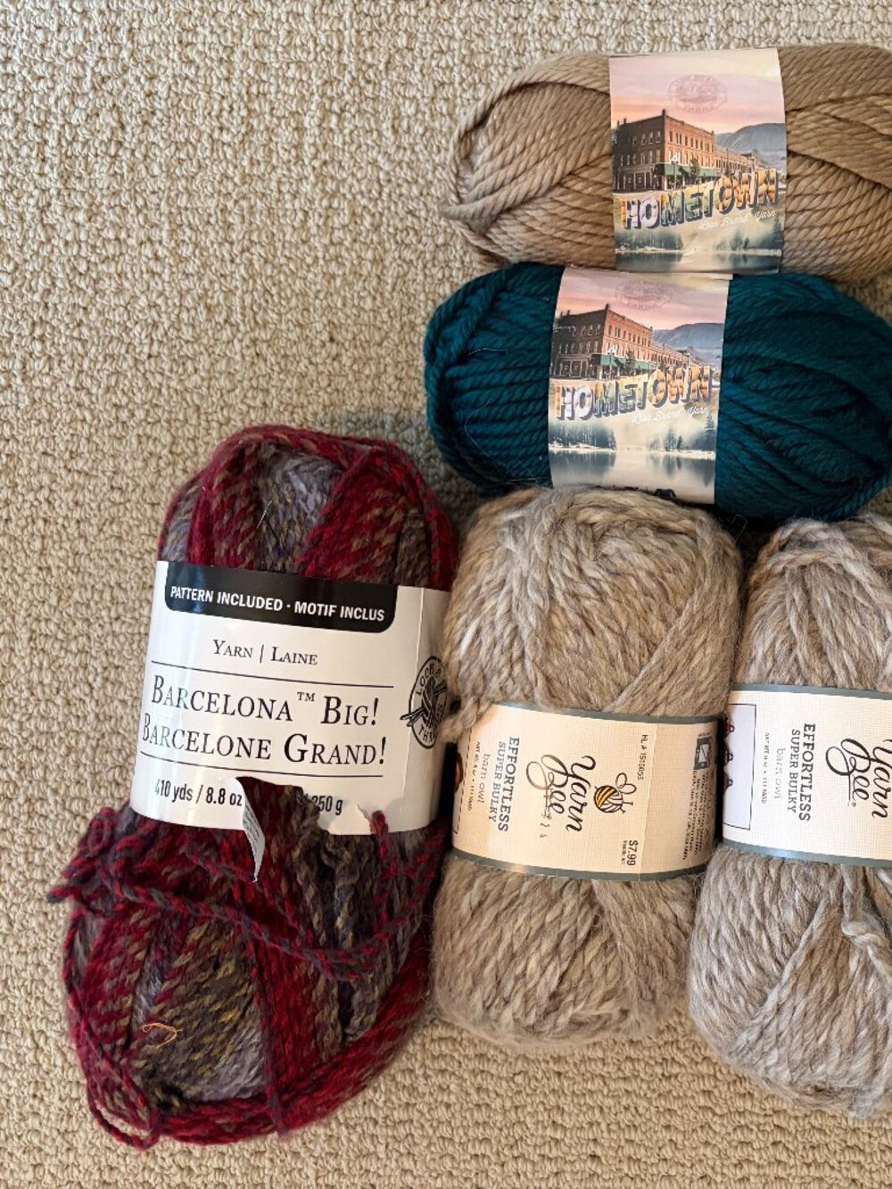 Lot Of 6 Mixed Brands Acrylic Yarn. Barcelona, Hometown, Yarn Bee NEW Excellent